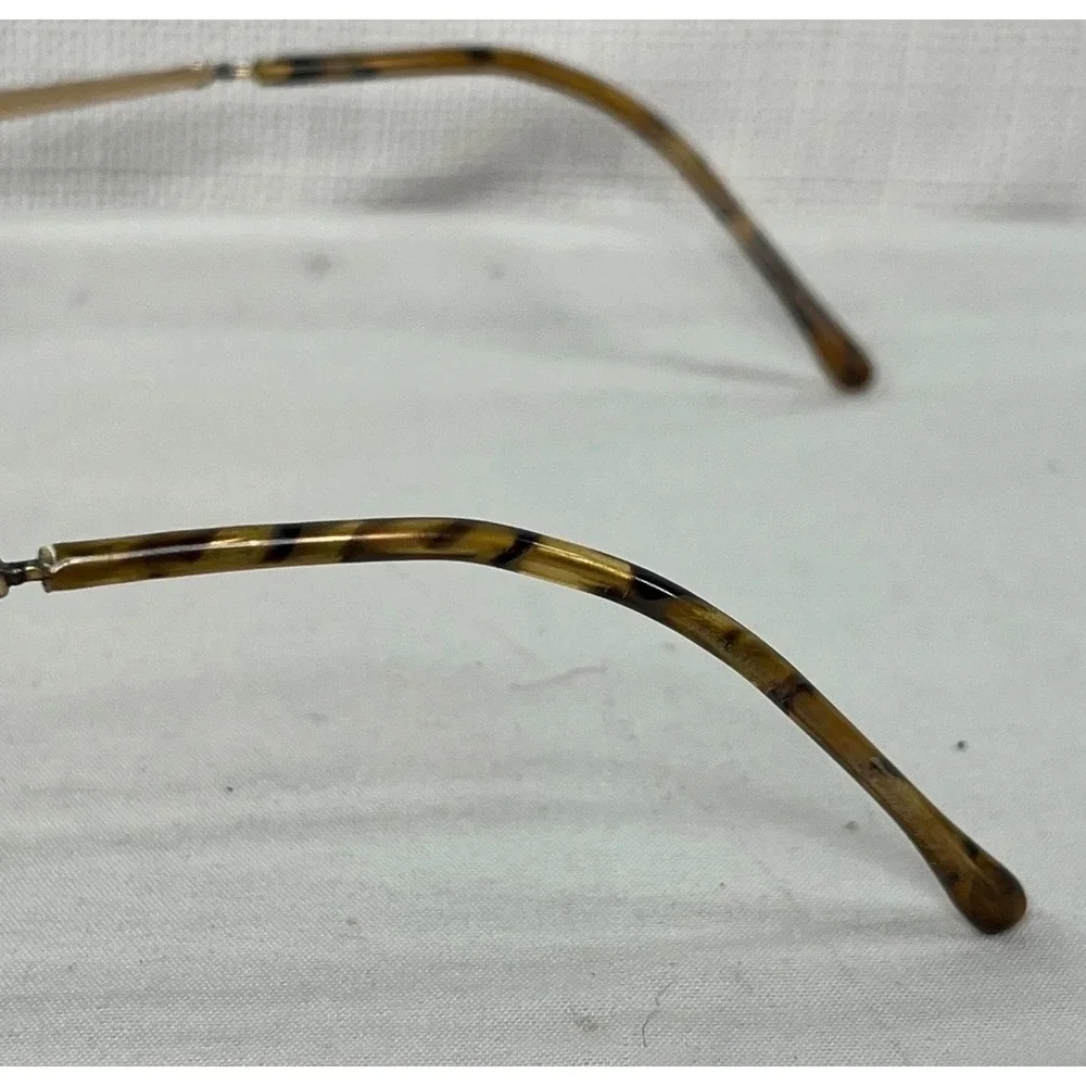 Vintage Gold Metal Oval Sunglasses with Tortoise Temples and Case